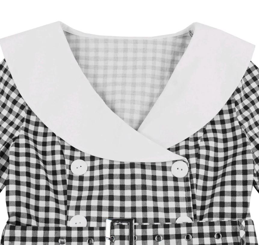 Rochie Vintage Cu Carouri Negre