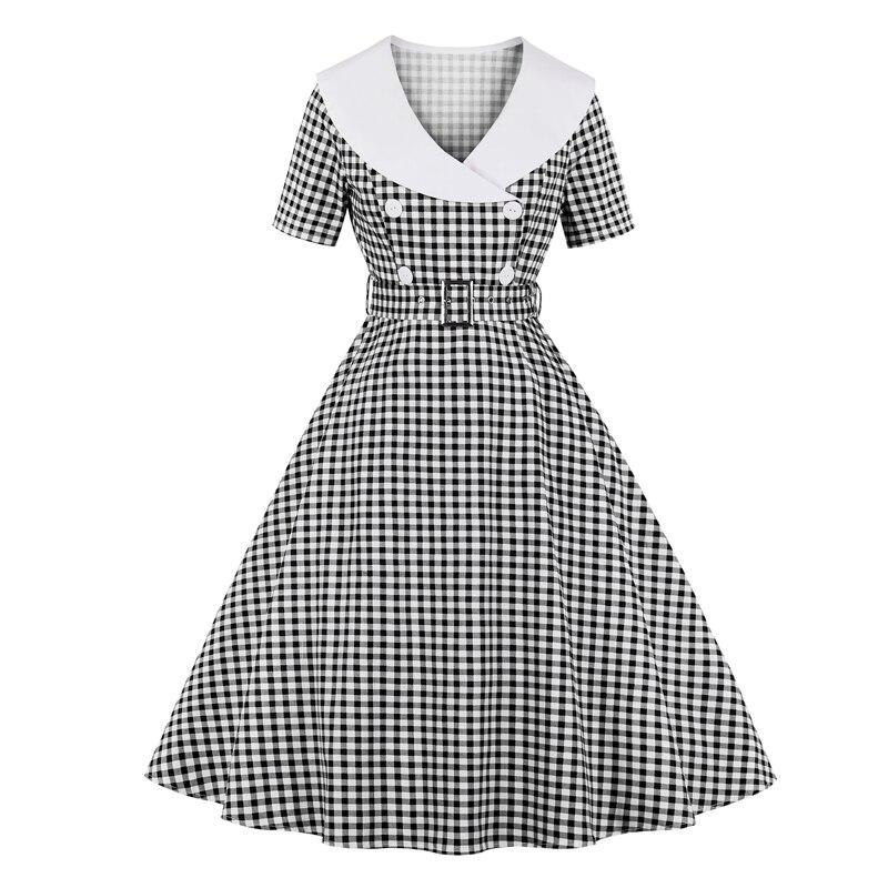 Rochie Vintage Cu Carouri Negre