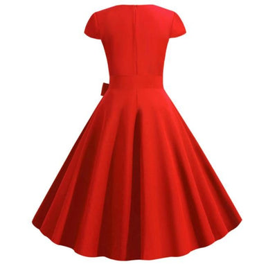 Rochie Vintage Cu Centura Rosie