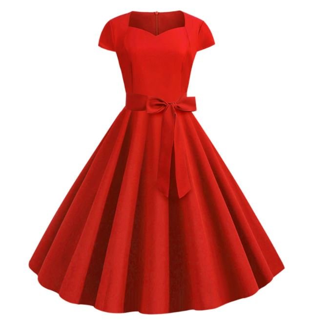 Rochie Vintage Cu Centura Rosie