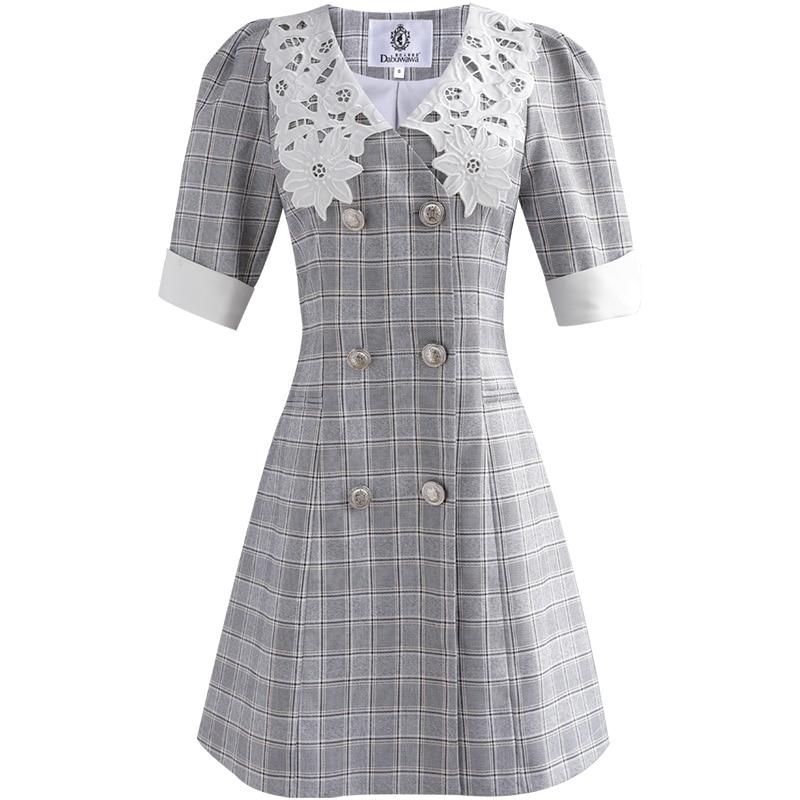 Rochie Vintage Chic Gri Cu Carouri