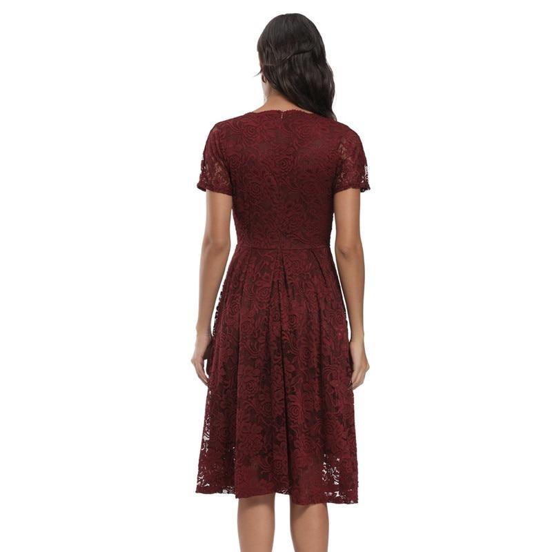 Rochie Vintage Din Dantela Cu Decolteu In V Bordeaux