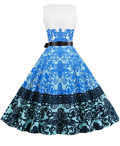 Rochie Cu Flori De Epocă, Albă, Cu Gât Rotund