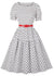 Rochie Albă Cu Buline Vintage Cu Gât Rotund