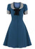 Rochie Vintage Albastră Cu Gât Rotund