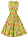 Rochie De Flori De Epocă Galbenă Cu Gât Rotund