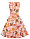 Rochie Vintage Cu Decolteu Rotund Cu Flori Roz