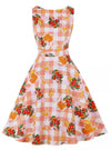 Rochie Vintage Cu Decolteu Rotund Cu Flori Roz