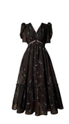 Rochie Neagră Vintage Cu Decolteu În V