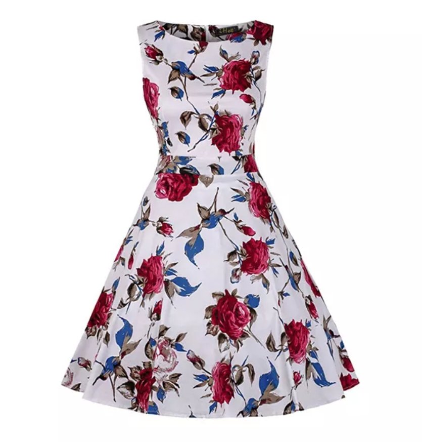 Rochie Vintage Din Bumbac Cu Flori