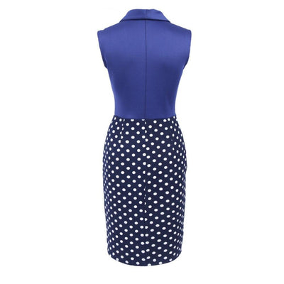 Rochie Creion Cu Buline Albastre De Epocă