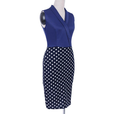 Rochie Creion Cu Buline Albastre De Epocă