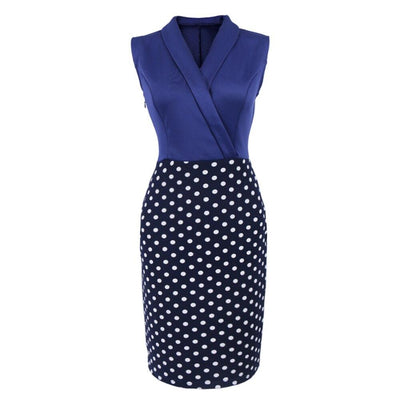 Rochie Creion Cu Buline Albastre De Epocă