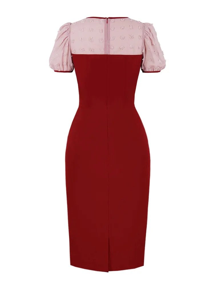Rochie Vintage Pencil Chic Bordeaux