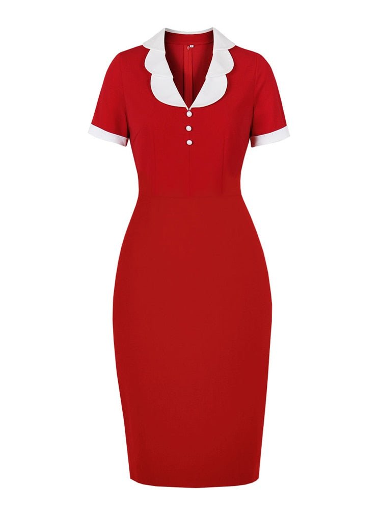 Rochie Vintage Pencil Chic Roșie