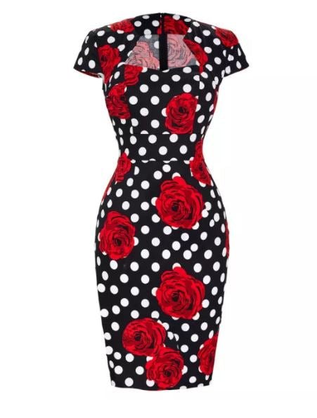 Rochie Creion Neagră Cu Buline Vintage