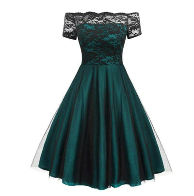 Rochie Vintage Din Dantelă Verde Anilor 50