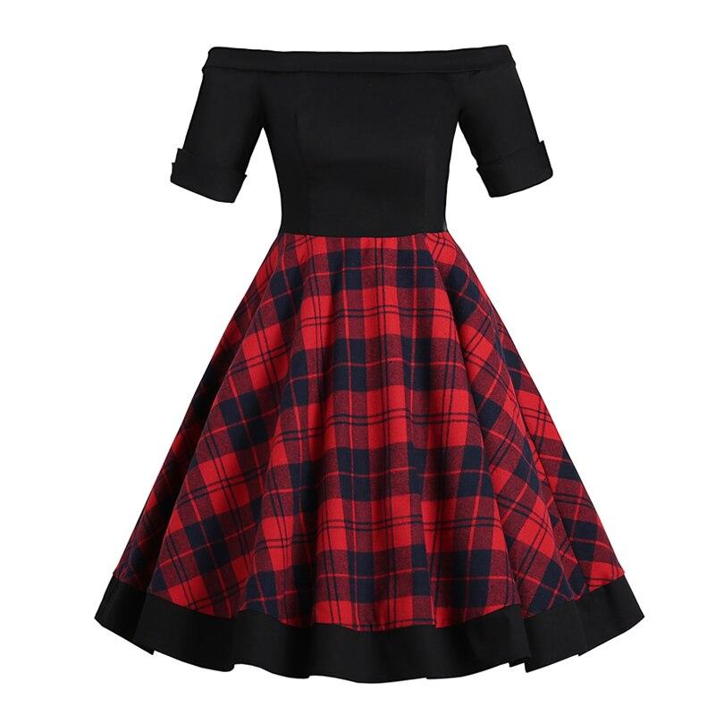 Rochie Tartan Vintage Cu Umeri