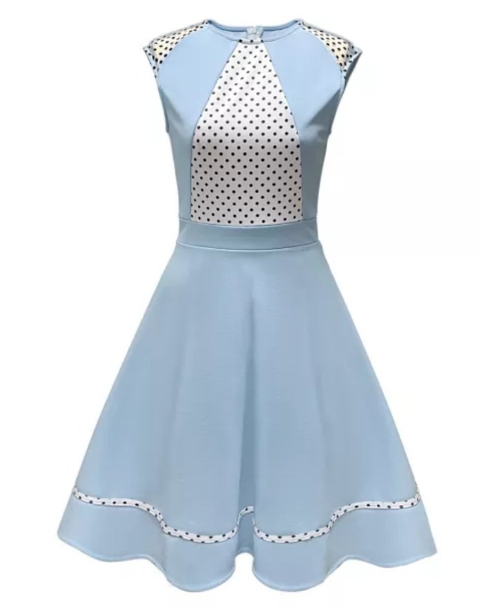 Rochie De Damă Vintage Cu Buline Albastre