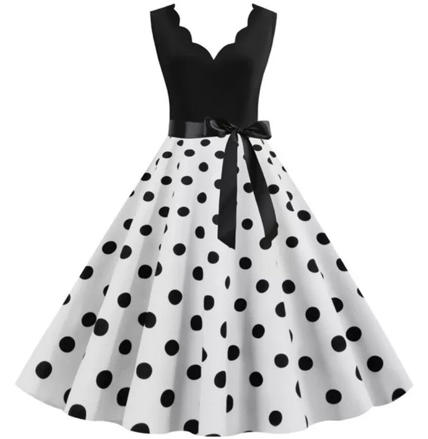 Rochie Vintage De Dama Alb-Negru