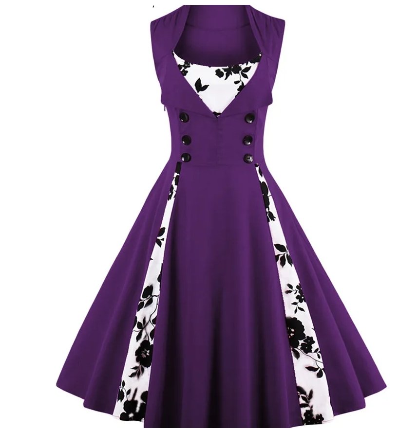 Rochie Vintage Plus Marimea Anilor 60 Mov