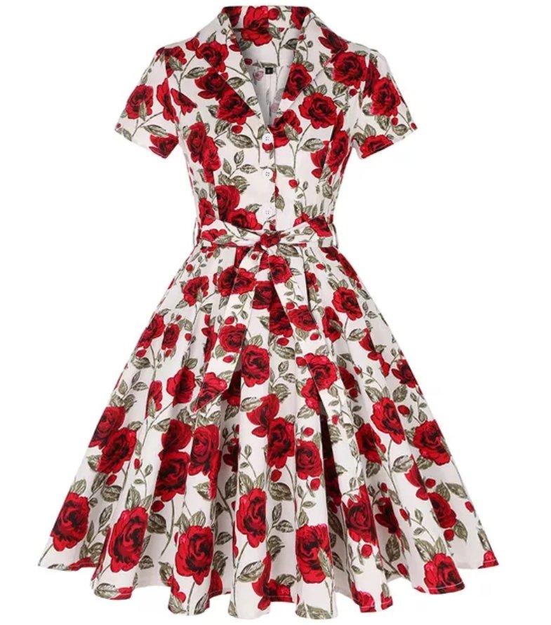 Rochie Vintage Plus Marimea Anilor 50 Cu Nasturi