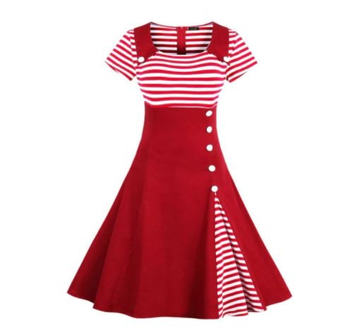 Rochie Roșie Vintage Plus Mărimea Anilor 50