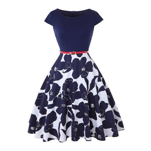 Rochie Vintage Plus Marimea Anilor 50 Floare Albastra