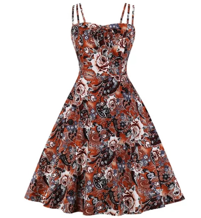 Rochie Vintage Plus Size Cafea Alba