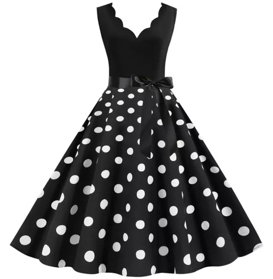 Rochie Vintage Plus Size Alb Negru