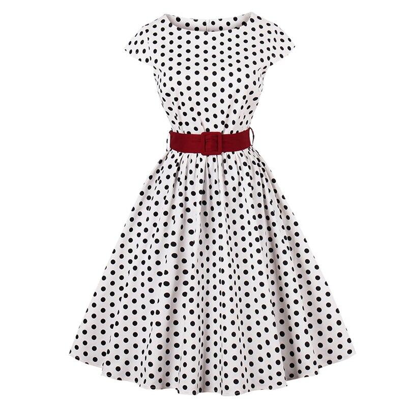 Rochie Vintage Cu Centură Albă De Mărimi Plus