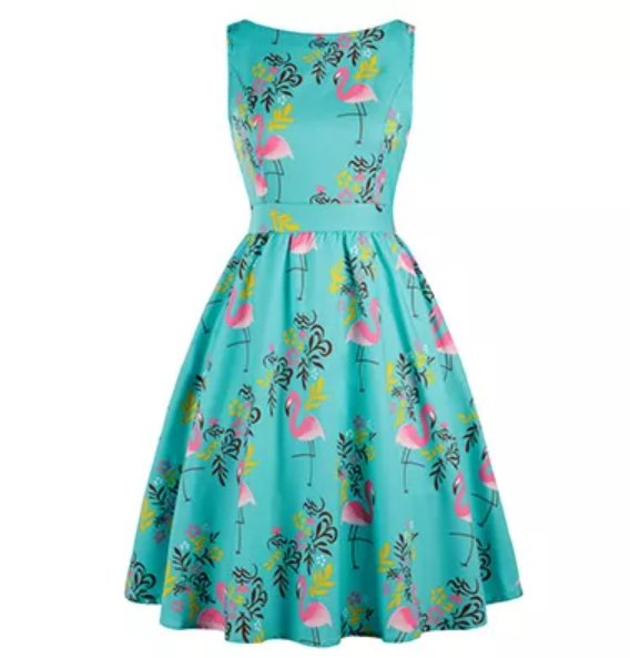 Rochie Vintage Plus Size Bird Albastru
