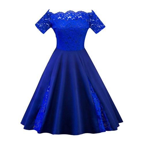 Rochie Vintage Plus Size Broderie Albastra