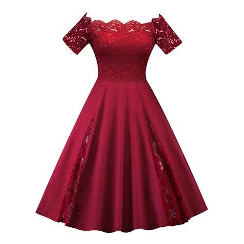 Rochie Vintage Plus Size Broderie Bordeaux