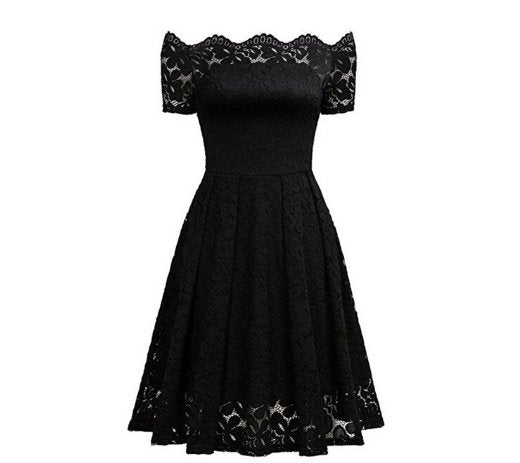 Rochie Vintage Broderie Marime Plus Neagra