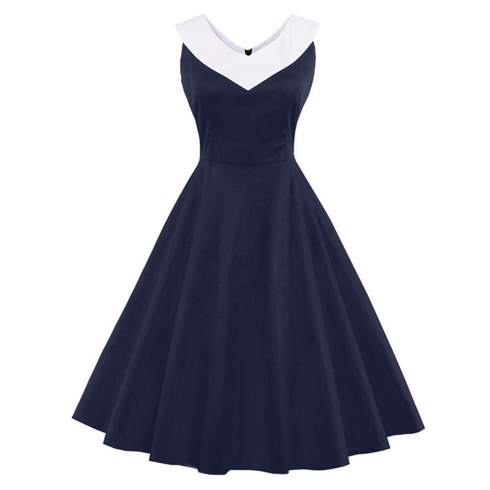Rochie Vintage Marime Plus Chic Guler Bleumarin
