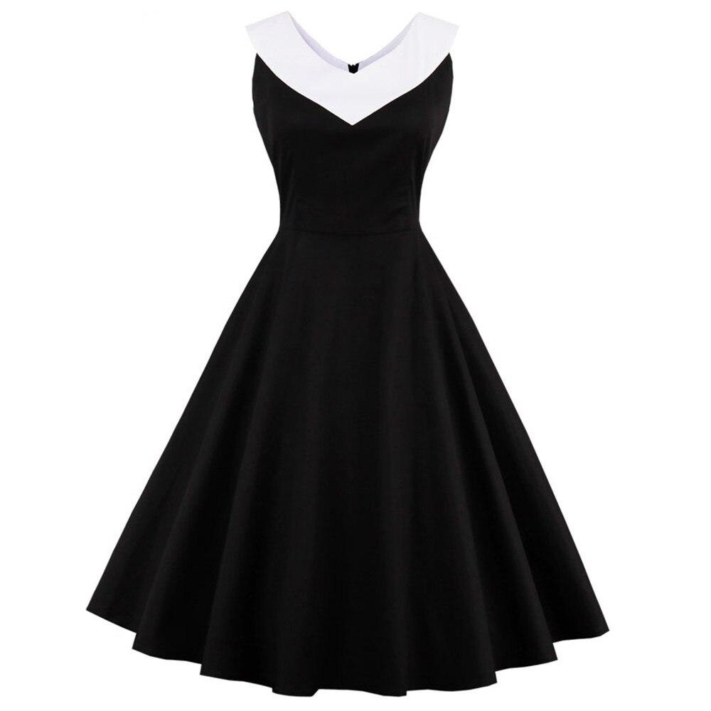 Rochie Vintage Marime Plus Chic Guler Negru