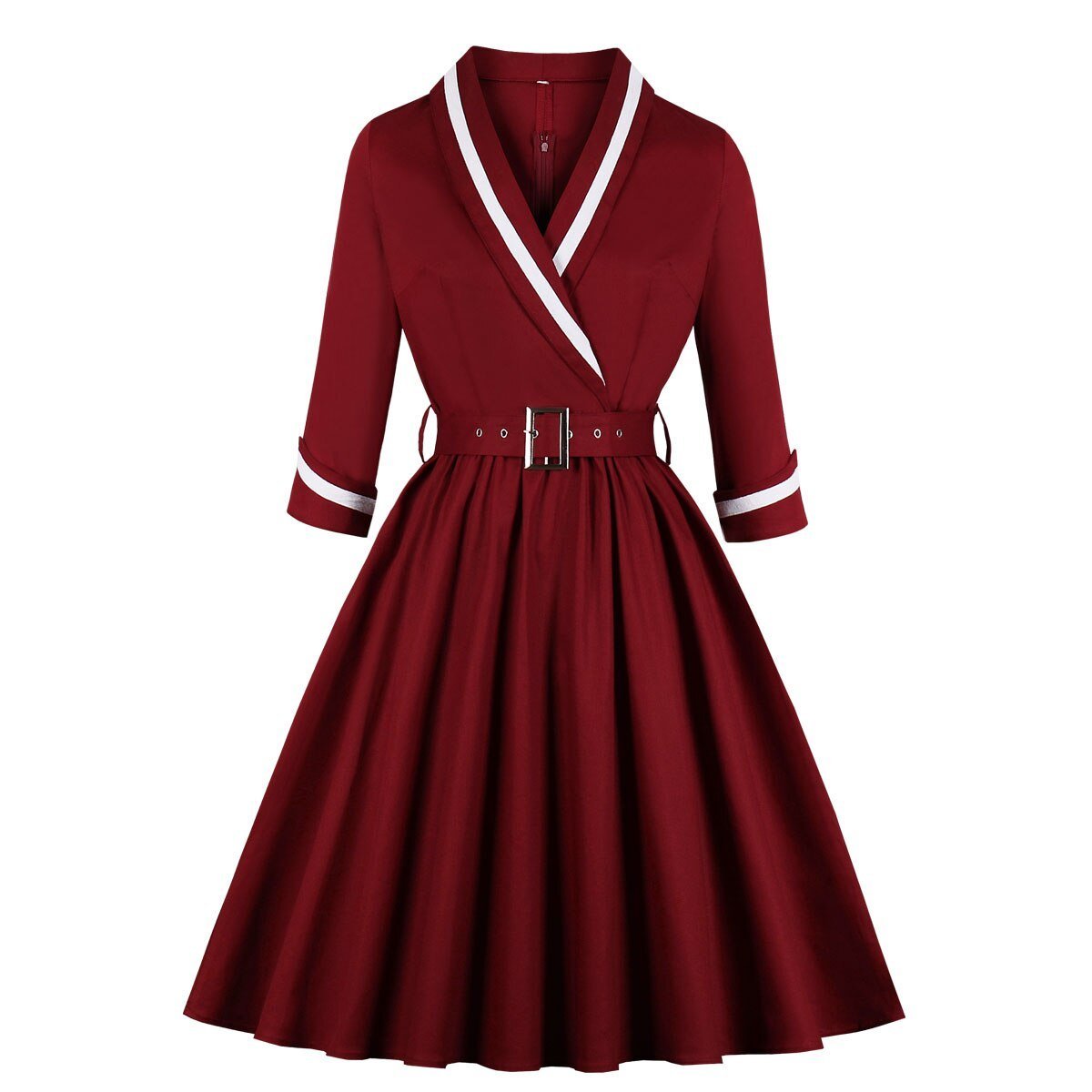 Rochie Roșie Cu Decolteu În V De Mărime Plus Vintage