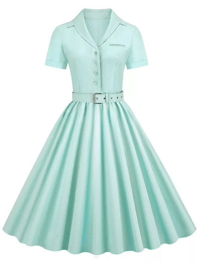 Rochie De Talie Mare De Epocă Turcoaz