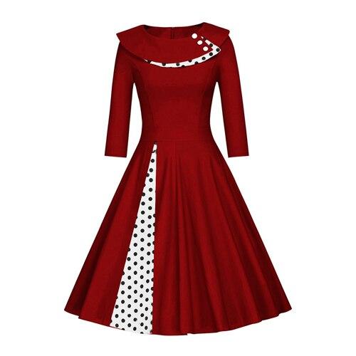 Rochie Vintage Plus Size Iarna Bordeaux