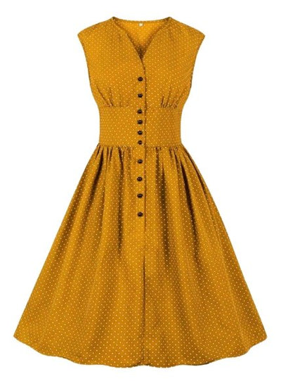 Rochie Vintage Plus Marime Galbena
