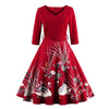 Rochie Roșie Cu Mânecă Lungă De Mărime Plus Vintage
