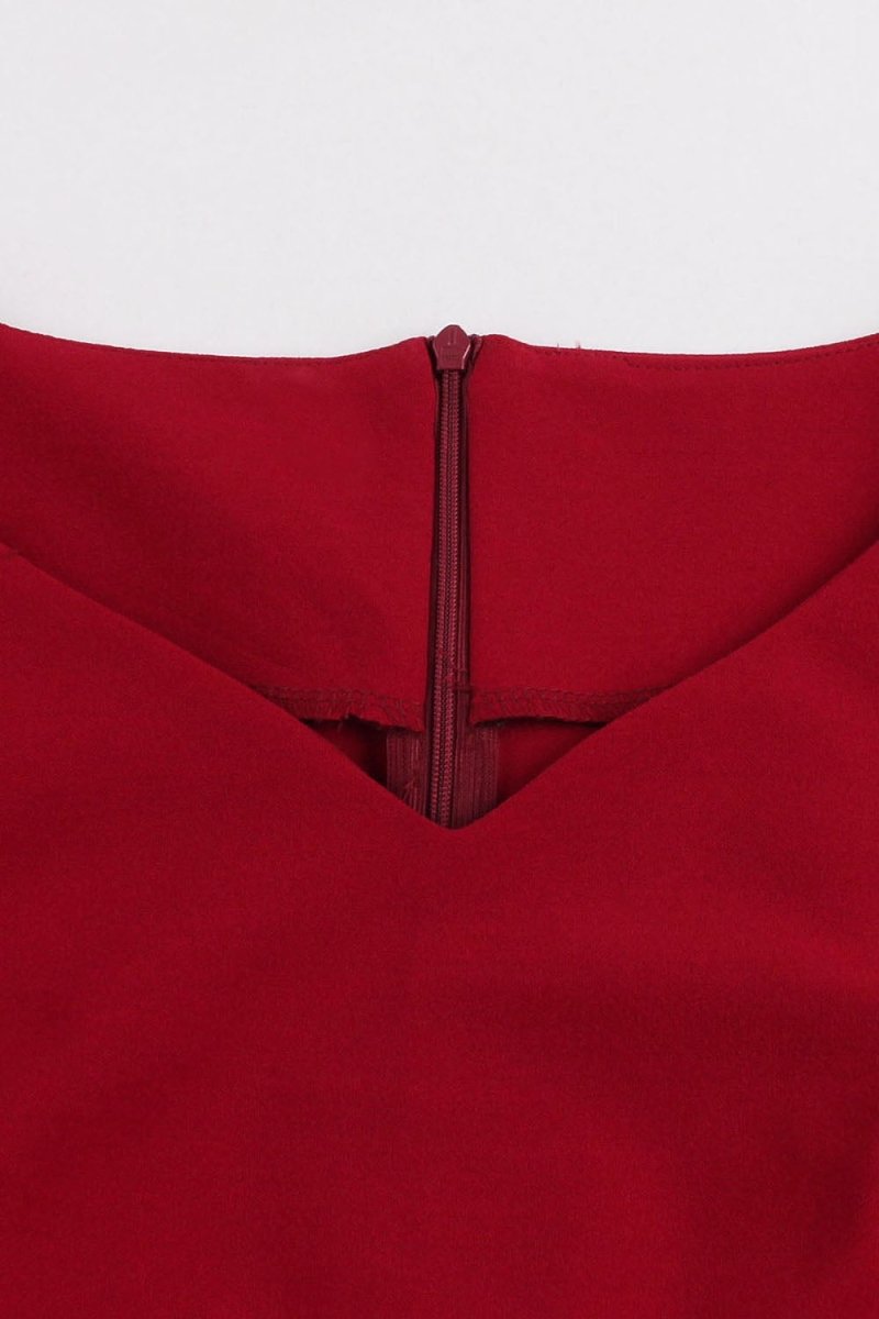 Rochie Roșie Cu Mânecă Lungă De Mărime Plus Vintage