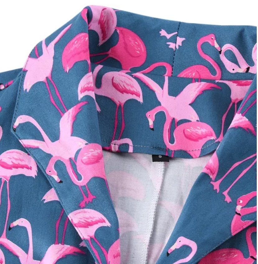 Rochie Vintage Plus Size Bleumarin Păsări