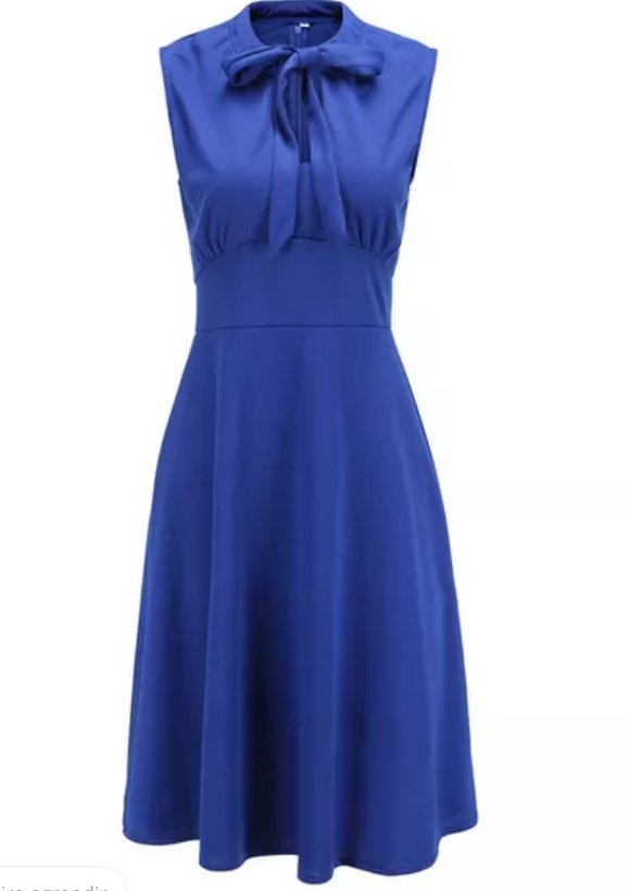 Rochie Cu Papion Vintage Plus Size Bleumarin