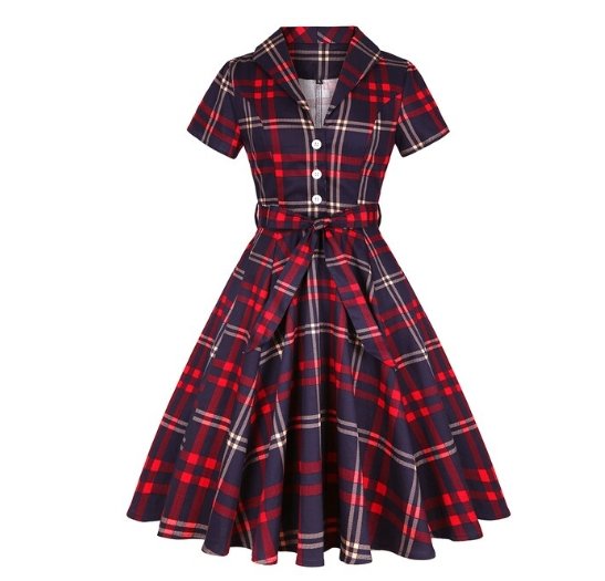 Rochie În Carouri Vintage Plus Size