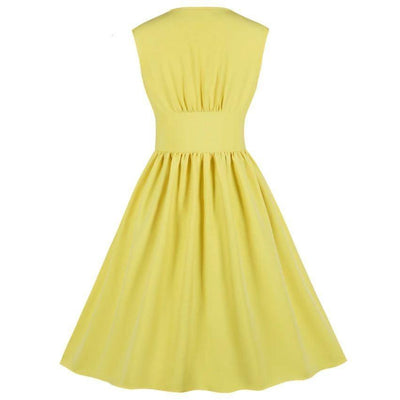 Rochie Vintage Plus Size Galben Pastel