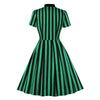 Rochie Vintage Plus Size Cu Dungi Verde