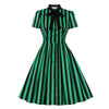 Rochie Vintage Plus Size Cu Dungi Verde