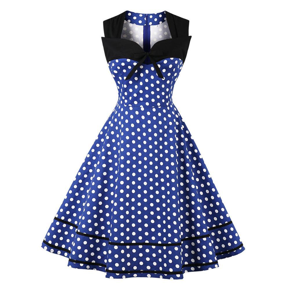 Vintage Plus Size Retro Rochie Albastra